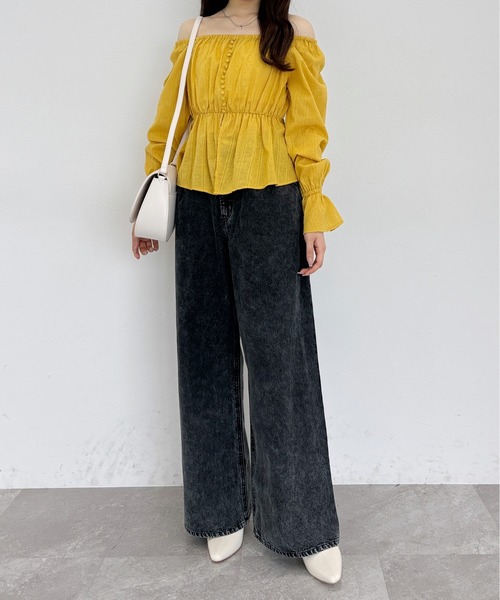 Heather ブラウス シャツ フロントスリットブラウス 141584