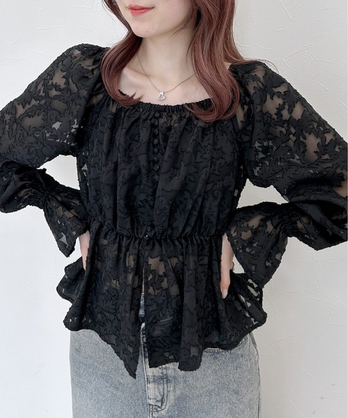 Heather ブラウス シャツ フロントスリットブラウス 141584