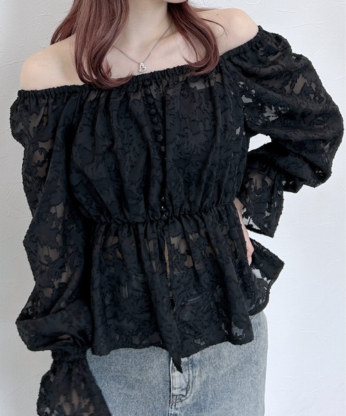 Heather ブラウス シャツ フロントスリットブラウス 141584