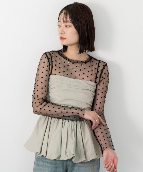 tシャツ シアーチュールトップス レディース PURE BRIGHT tシャツ シアーチュールトップス レディース