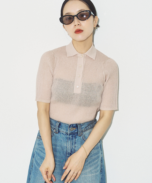 plage ニット セーター 「追加」SHEER RIB POLO レディース : ZOZOTOWN 