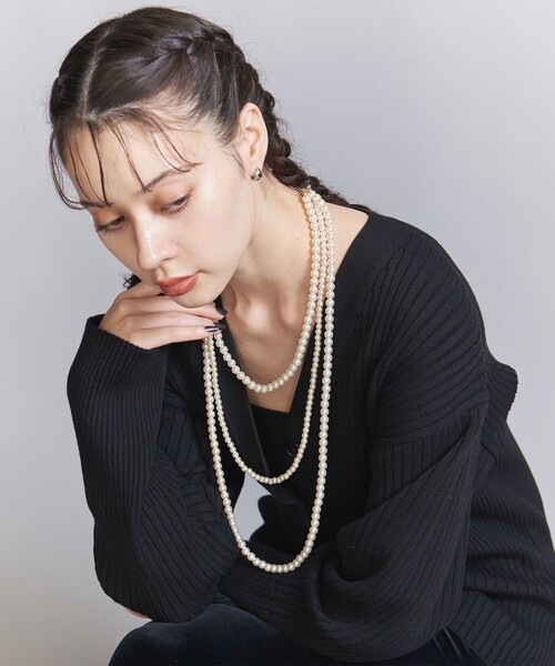 ネックレス パールモチーフ 3連 ロングネックレス -4WAY- レディースの画像