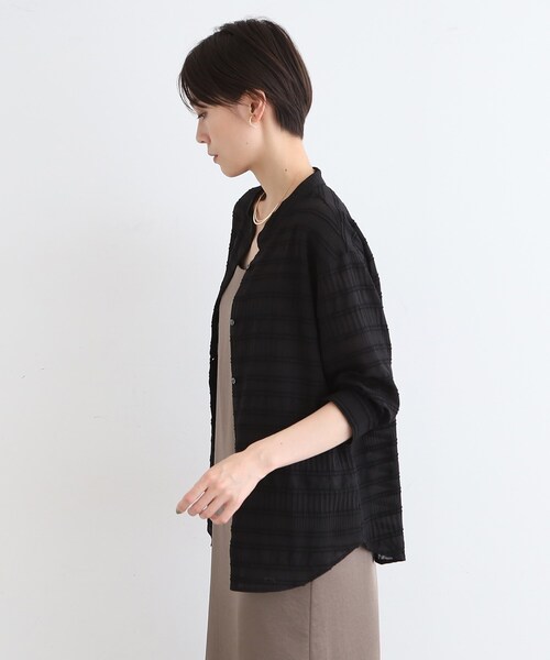 ブラウス シャツ 「洗える」シャーリングバンドカラーブラウス レディース INDIVI ブラウス シャツ 「洗える」シャーリングバンドカラー