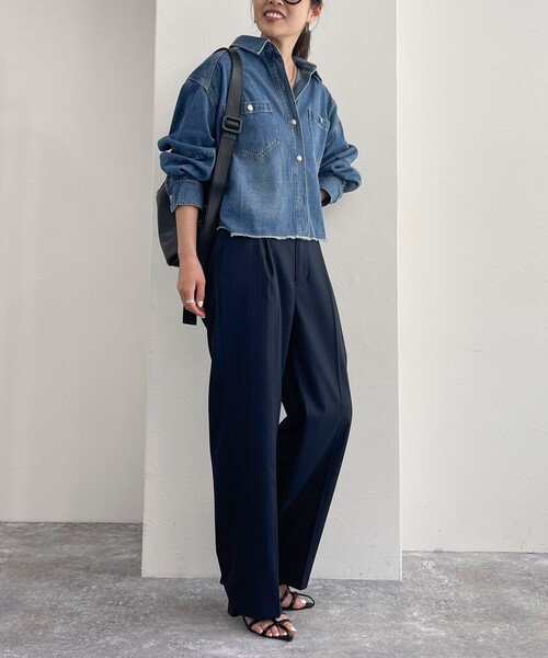 ブラウス シャツ フィット クロップドデニムシャツ レディース GAP ブラウス シャツ クロップド デニムシャツ レディース