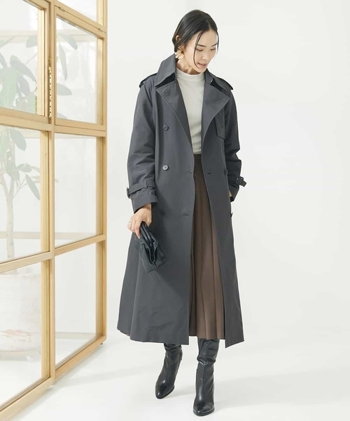 ヴィンテージのグレーロングコート　トレンチコート MIESROHE（ミースロエ） トレンチコート コート 撥水ECOトレンチCT