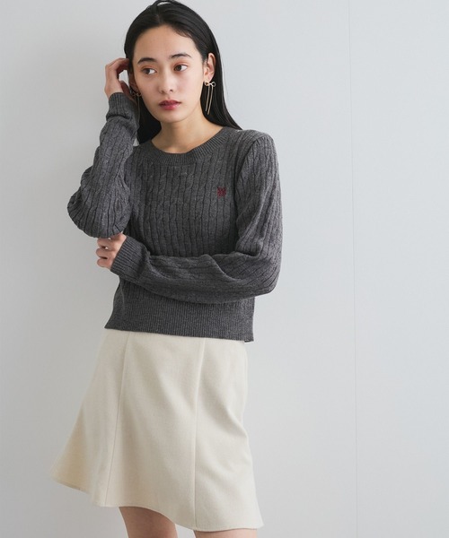 【新色追加/追加生産分入荷】VIS Tシャツニットプルオーバー≪手洗い可能≫ WEB限定】〈手洗い可能〉ジャカード フラワー ニット プル