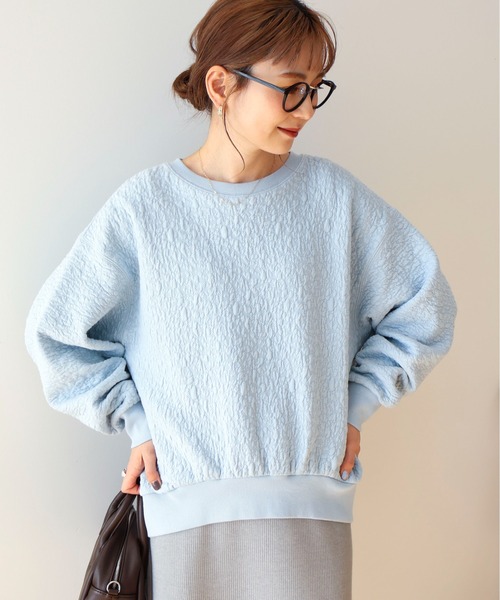 AMERI ケミカルウォッシュリブカラースウェット　グレー 　トレーナー AMERI ケミカルウォッシュリブカラースウェット グレー