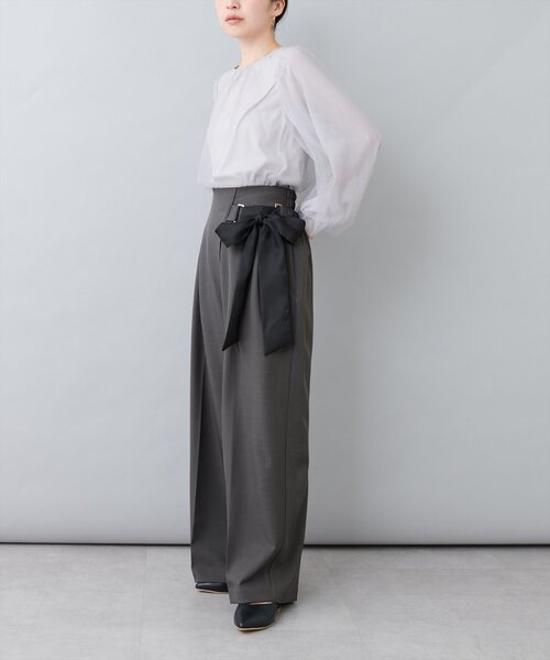 ELENDEEK ウエストリボンタックパンツ セール】ウエストリボンタックパンツ【セットアップ可能