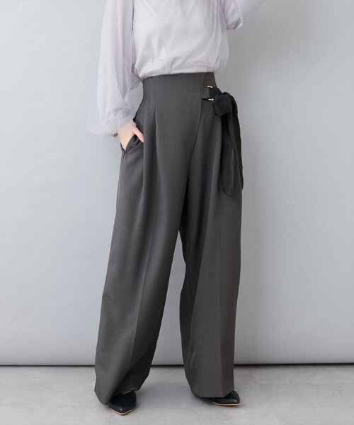 あぢゅ natural couture ウエストリボンタックパンツ natural couture｜ウエストリボンタックパンツ | Rakuten