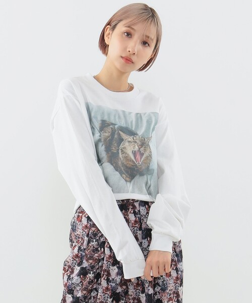 tシャツ 「COLLABORATION」清水奈緒 / デコアクビ ロングTシャツ レディース