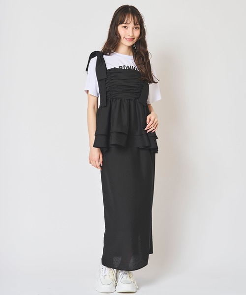 31 Sons de mode ワンピース 肩リボンフロントギャザー
