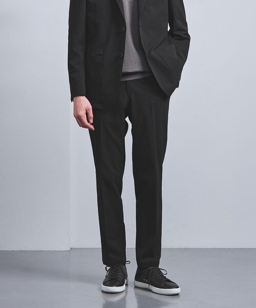 UNITED ARROWS★ユナイテッドアローズ★パンツスーツ★ノーカラー★黒 ポリエステル シック&シン 2ボタンジャケット／ノープリーツ