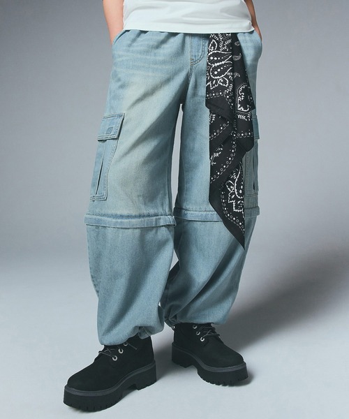 ナインティナインデニムパンツ2枚セット専用 X-girl ジーンズ デニム デニムパンツ FADED 2WAY WIDE LEG