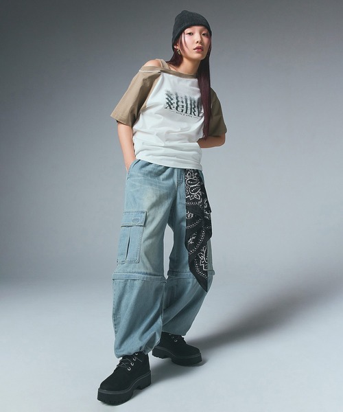 パンツ Deaile Baggy pants X-girl ジーンズ デニム デニムパンツ FADED 2WAY WIDE LEG