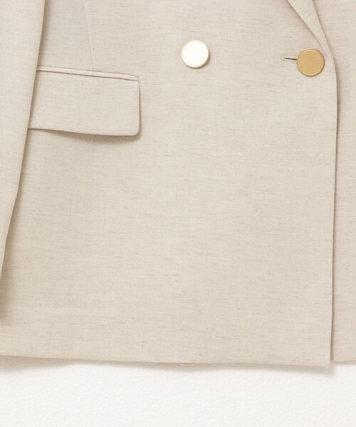 【新品タグ付】NOLLEY'S ウォッシャブル麻混ダブルジャケット （ミント） NOLLEY'S（ノーリーズ）の「ウォッシャブル麻混ダブルジャケット