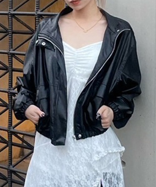 ACLENT（アクレント） ブルゾン アウター フェイクレザースタンド