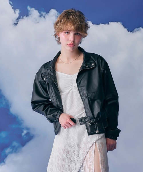 ACLENT（アクレント） ブルゾン アウター フェイクレザースタンド