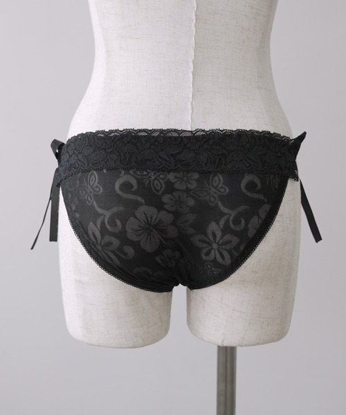 c.u.l ショーツ シアーフラワー フロントフリル サイドスリング