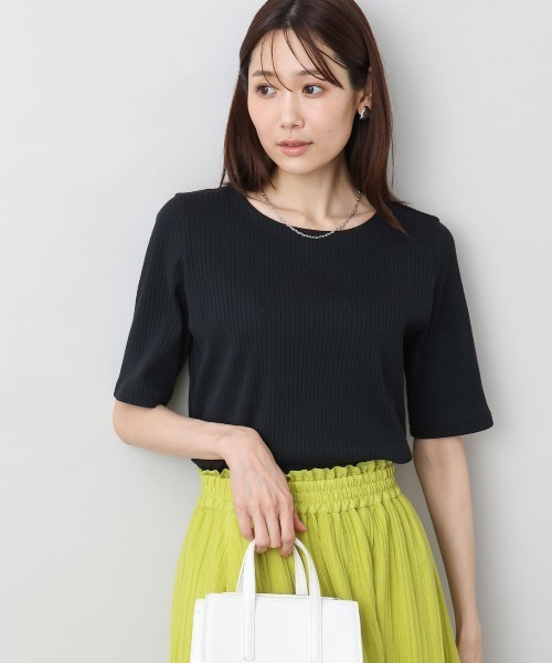 tシャツ ワイドテレコリブカットソー/洗える レディース