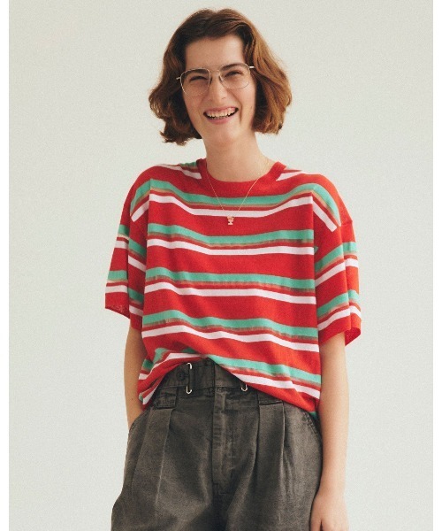 THE SHINZONE ニット セーター MULTI STRIPED CREW NECK KNIT