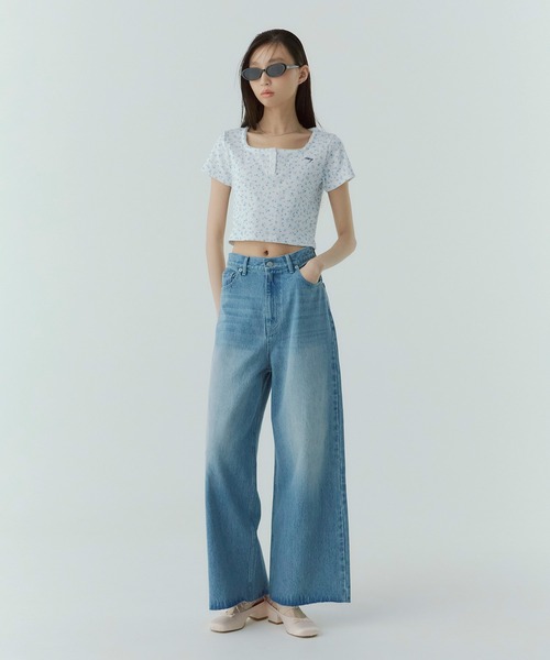 EIMY ロゴハーフスリーブニット EIMYロゴハーフスリーブニット(F WHITE): TOPS