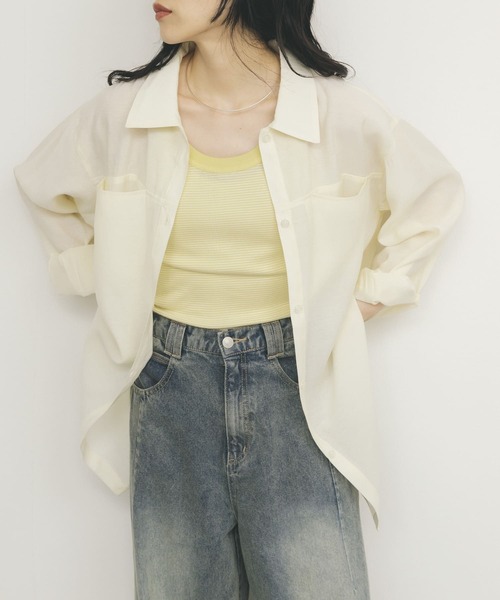 KBF ブラウス シャツ シアーロングシャツ レディース : ZOZOTOWN