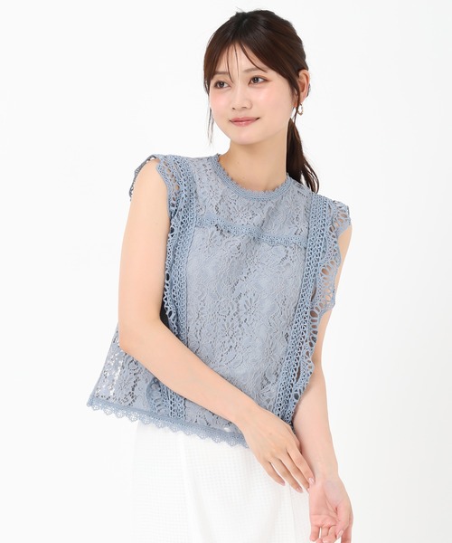 ミッシュマッシュ MISCH MASCH 2025SS 襟レースブラウス/MM528109 （WHITE） MISCH MASCH ブラウス シャツ 2025春夏新作 総レースブラウス