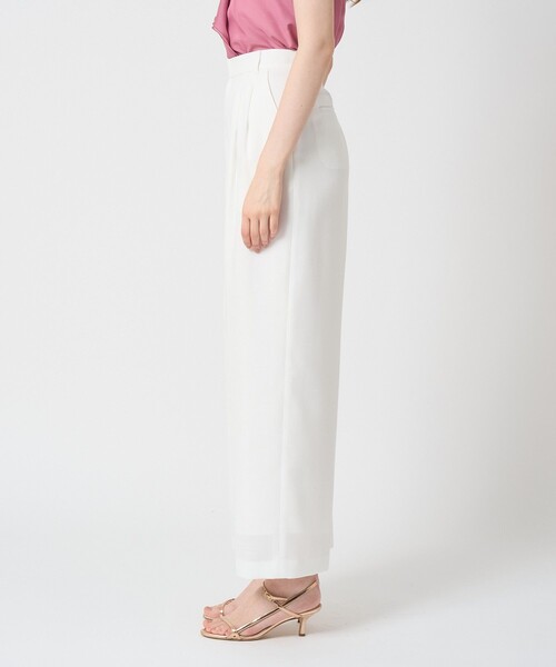 パンツ 「セットアップ対応商品」リネンライクビエラタックパンツ レディースの画像