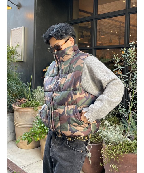 MandO（エムオー） ダウンベスト ベスト ウッドランドカモフラージュ