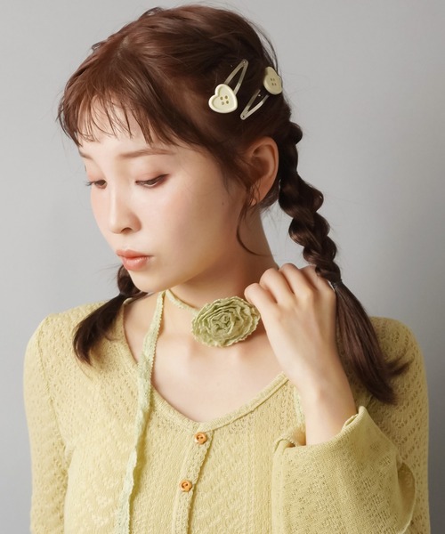 SPINNS（スピンズ） ヘアピン 「2個セット」ボタンパッチンピン