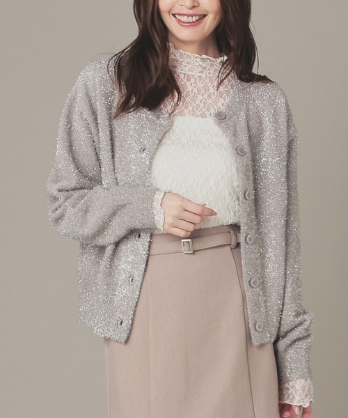 GLACIER lusso（グラシアルッソ） カーディガン ラメ入りフェザー