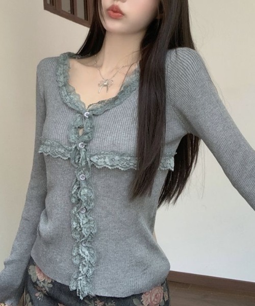 tシャツ フリルレースステッチトップス レディース : ZOZOTOWN Yahoo