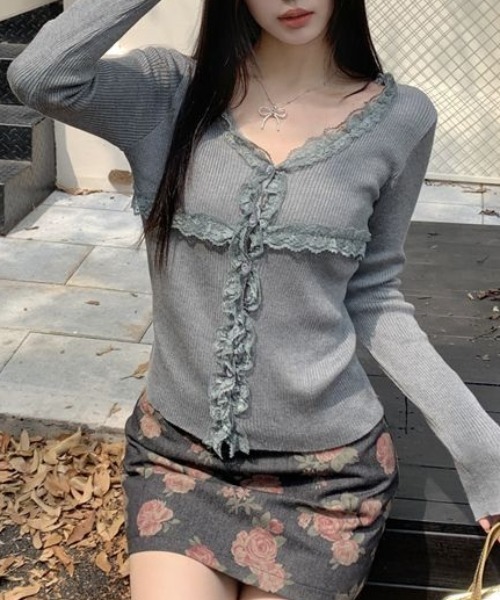 tシャツ フリルレースステッチトップス レディース : ZOZOTOWN Yahoo 