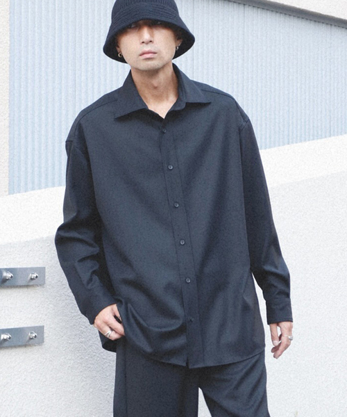 SEEALL シャツ SEEALL / シーオール WIDE COLLAR SHIRTS WOOL メンズ