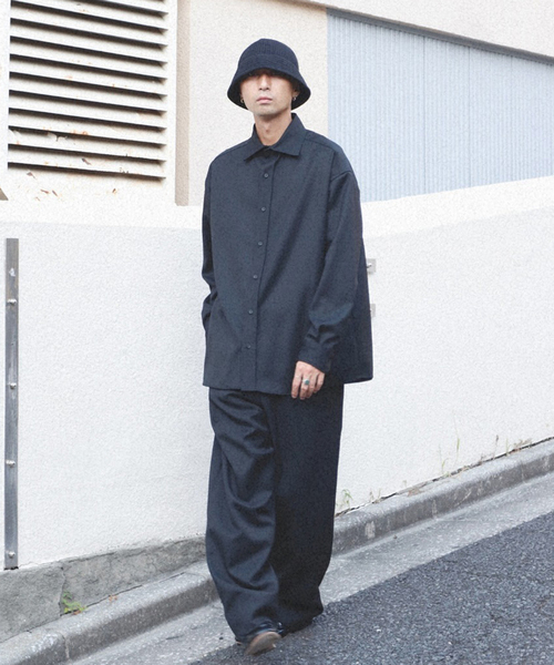 SEEALL シャツ SEEALL / シーオール WIDE COLLAR SHIRTS WOOL メンズ