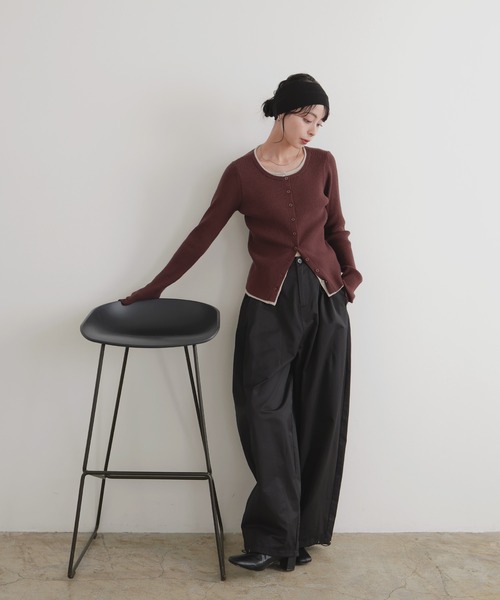 anuans バイカラークルーネックカーデガン anuans バイカラークルーネックカーデガン anuans バイカラークルー