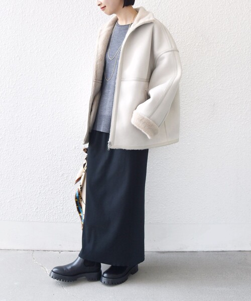 SHIPS（シップス） ムートンコート ボアコート フェイク ムートン