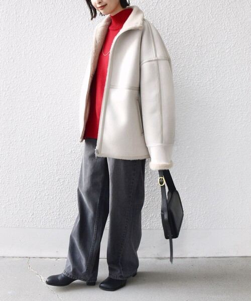 SHIPS（シップス） ムートンコート ボアコート フェイク ムートン