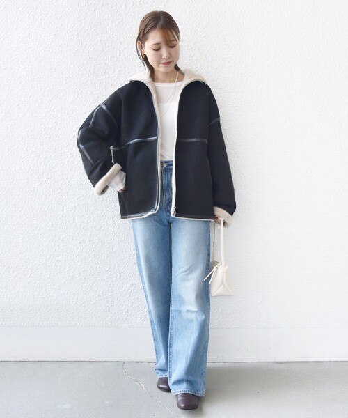 SHIPS（シップス） ムートンコート ボアコート フェイク ムートン