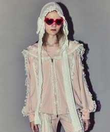 ジャケット・アウター Candy Stripper FRILL LACY JERSEY BLOUSON Candy Stripper（キャンディーストリッパー） ブルゾン アウター FRILL