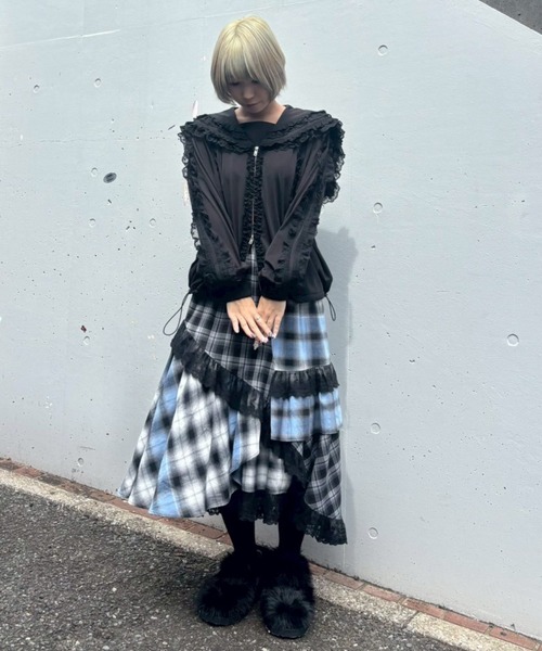 ジャケット・アウター Candy Stripper FRILL LACY JERSEY BLOUSON Candy Stripper（キャンディーストリッパー） ブルゾン アウター FRILL