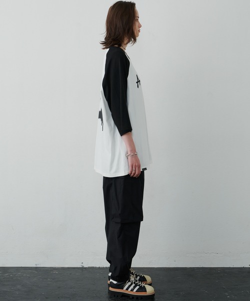 「AIVER」 半袖Tシャツ SMALL ホワイト×ブラック メンズ_画像7