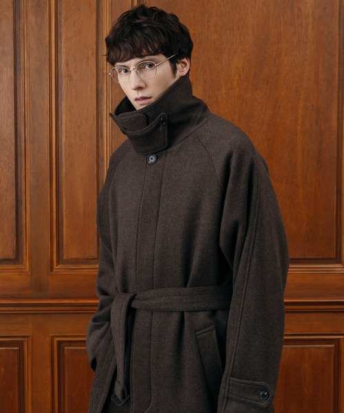 LURAKU ウールステンカラーロングコート LURAKU】Wool soutien collar long Coat / ウールステンカラーロング