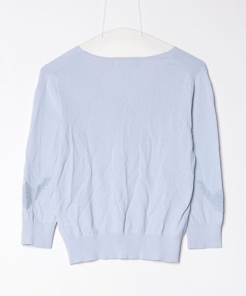 「Debut de Fiore」 刺繍7分袖ニット 38 ブルー レディース_画像2