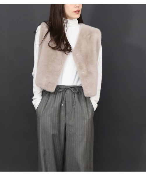 新品】 MARIED'OR ファー ベスト ジレノースリーブベスト 異素材 新品