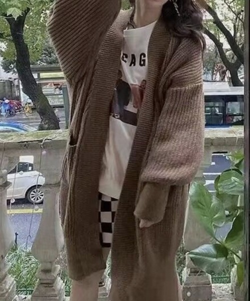 ,カーディガン　ニットカーディガン　ゆるっと.| カーディガン ゆるニットロングカーディガン レディース : ZOZOTOWN