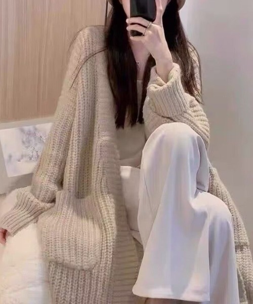 カーディガン ゆるニットロングカーディガン レディース : ZOZOTOWN