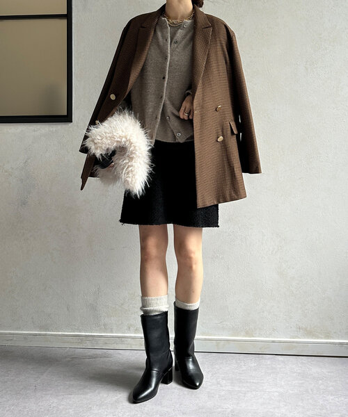 パトゥ　サテンジップアップミニスカート　カーキ　38 パトゥ サテンジップアップミニスカート カーキ 38 【公式通販】