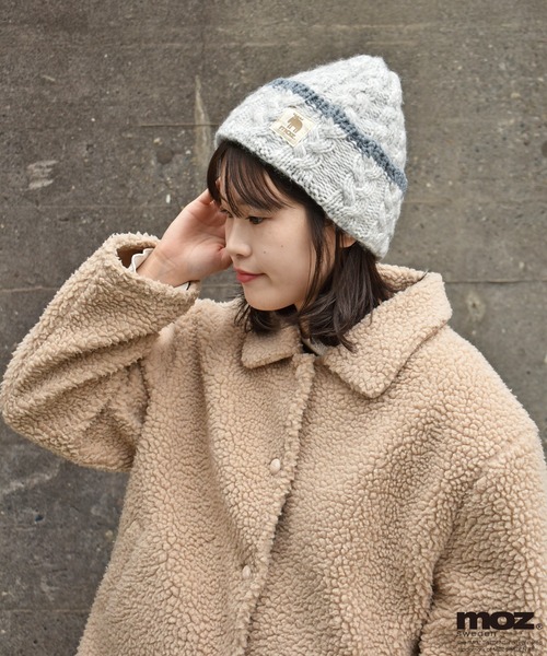 moz（モズ） ニット帽 ニットキャップ moz裏ボアケーブル編みニット帽