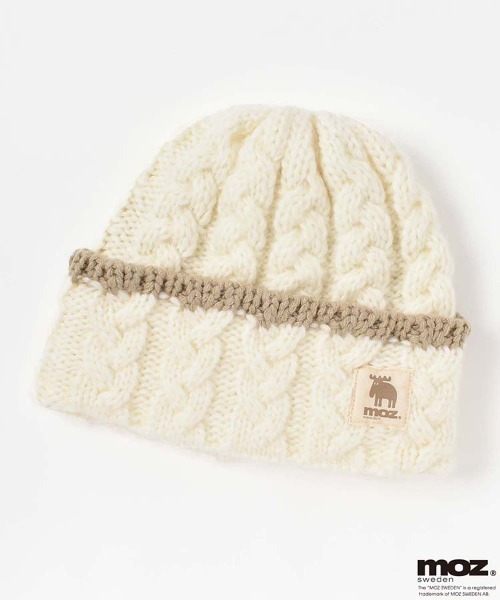 moz（モズ） ニット帽 ニットキャップ moz裏ボアケーブル編みニット帽